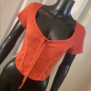 WILD MOSS Terracotta Orange Flirty Women's Crop Top
